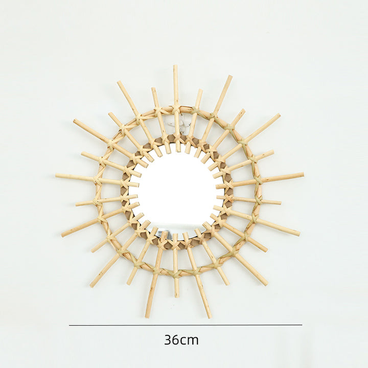 Runde Wandspiegel mit Rattan-Design Karnz
