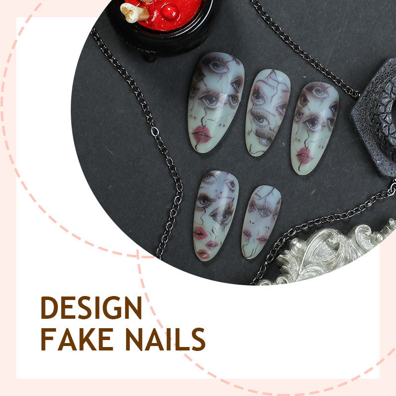 Kunstnagelset mit einzigartigen Gesichtsdesigns Karnz