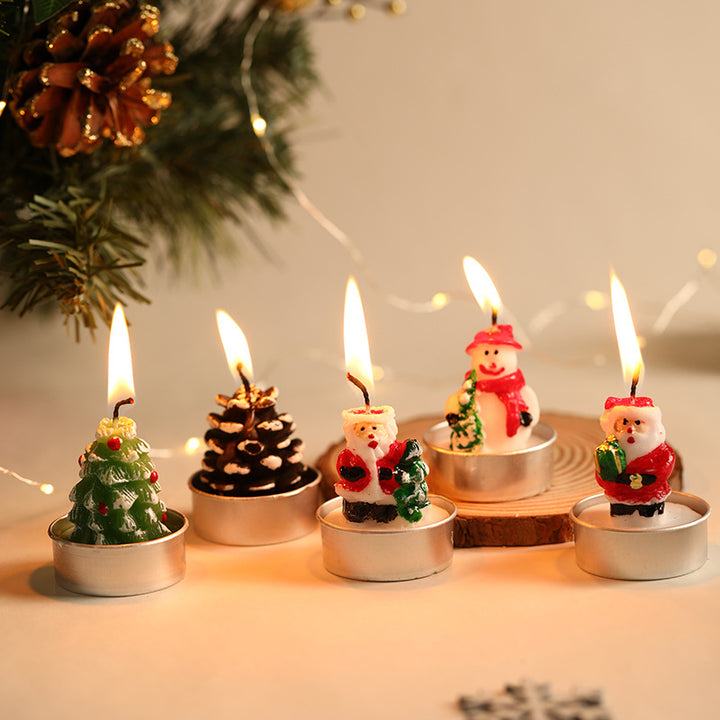 Santa-Figurine-Teelicht-Kerzen-Set für festliche Tischdekoration