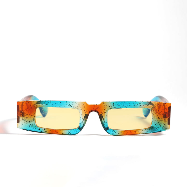 Damen modische geometrische Sonnenbrille mit transparentem Rahmen und polarisierenden Gläsern Karnz