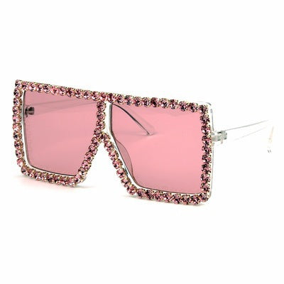 Damen oversized Sonnenbrille mit funkelndem Kristallrahmen Karnz