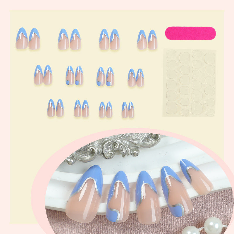 Künstlerisches Press-On Nagelset mit modernem abstraktem Design Karnz