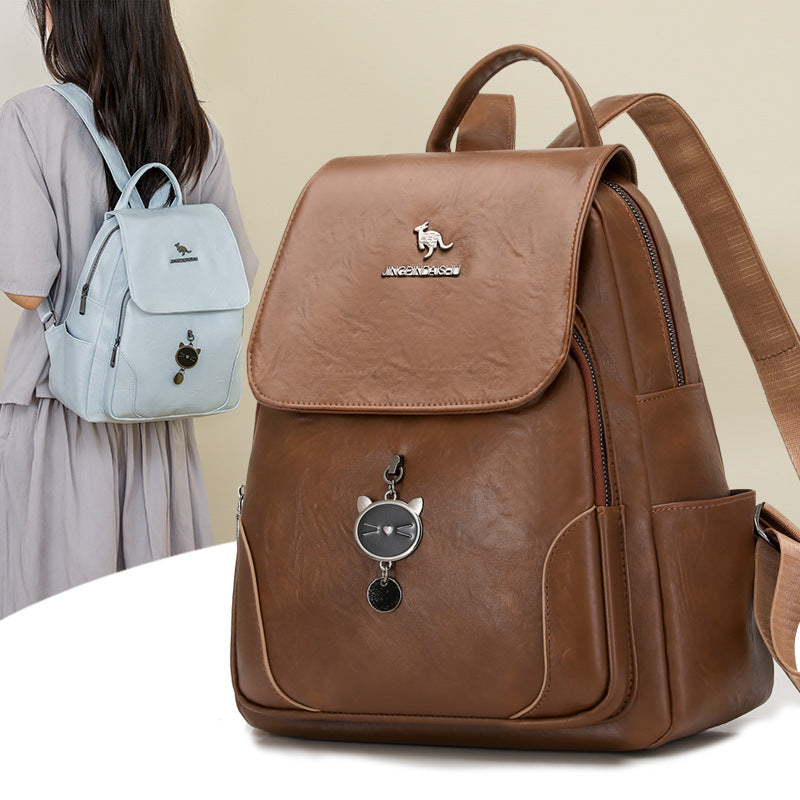 Süßer katzenmotivierter Leder-Rucksack Karnz