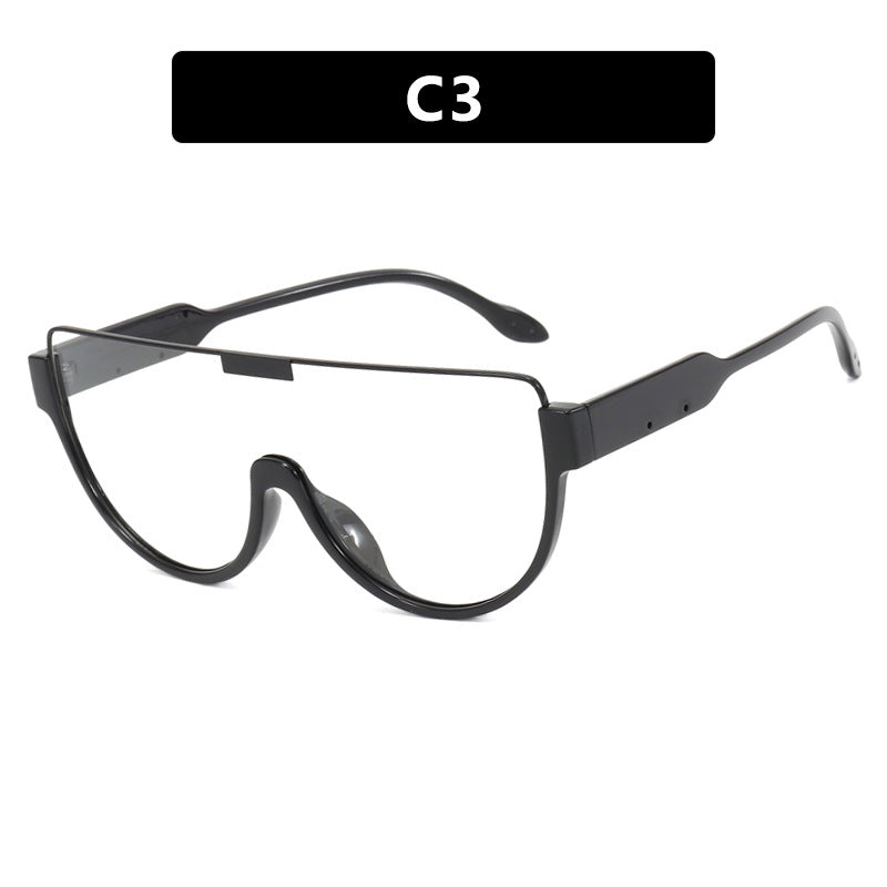 Damen futuristische Oversized-Sonnenbrille mit klarem Full-Rim-Rahmen Karnz