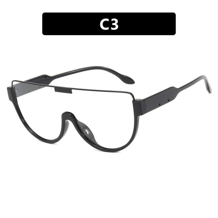Damen futuristische Oversized-Sonnenbrille mit klarem Full-Rim-Rahmen Karnz