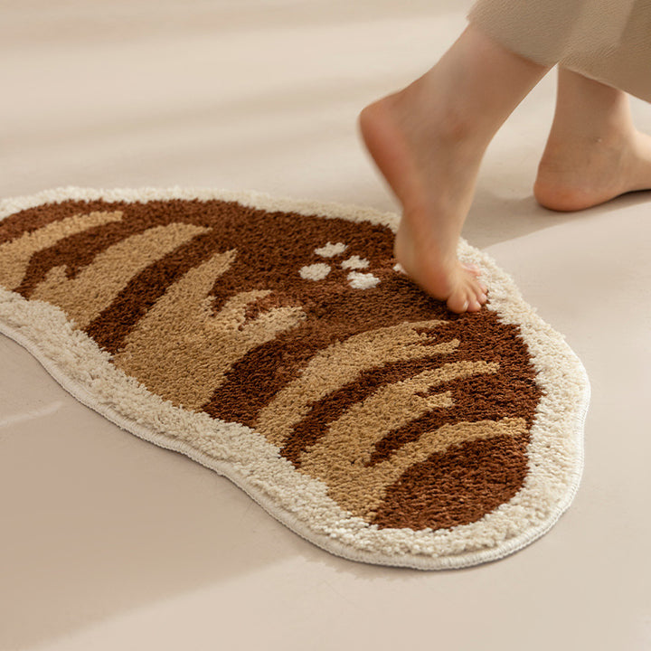 Niedlicher runder Teppich- und Badvorleger in Keksform mit tuftiger Florstruktur
