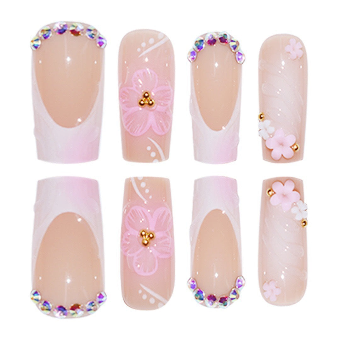 Dekorative Blumige Acryl-Nagelverzierungen Karnz