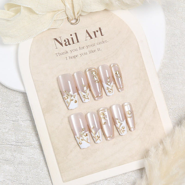 Blumenmuster Press-On Nagelset Karnz