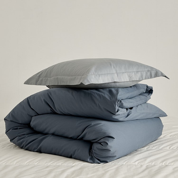 Premium Baumwoll-Satin Wendebettbezug und Umschlagkissenbezug Set