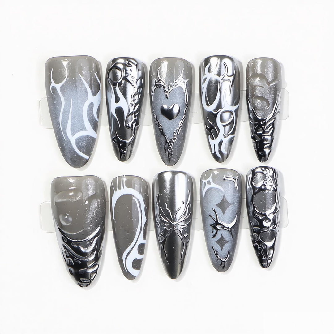 Künstlerisches Premium Press-On Nageldesign Karnz