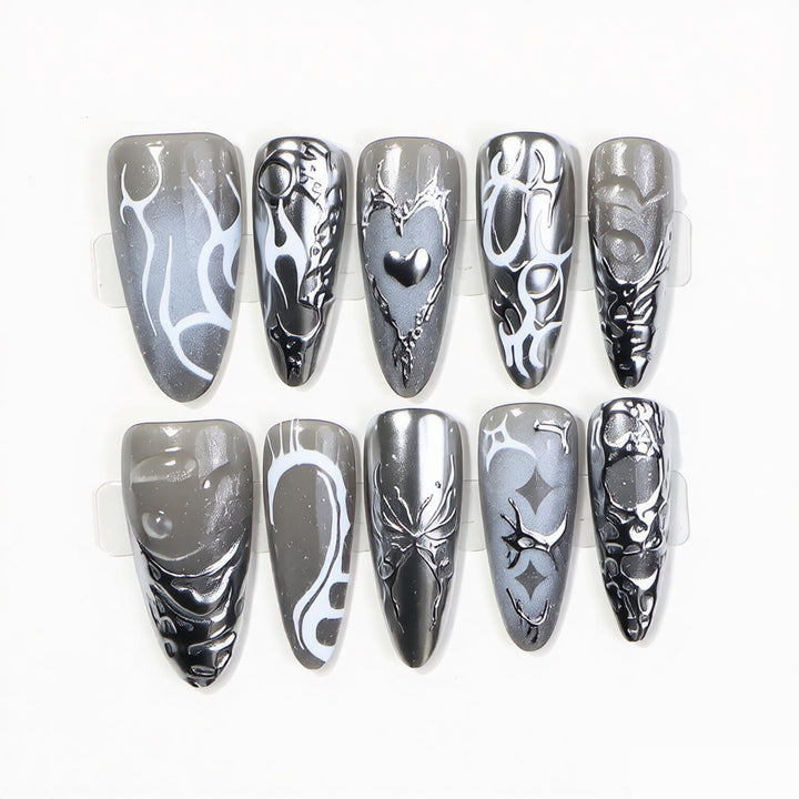 Künstlerisches Premium Press-On Nageldesign Karnz