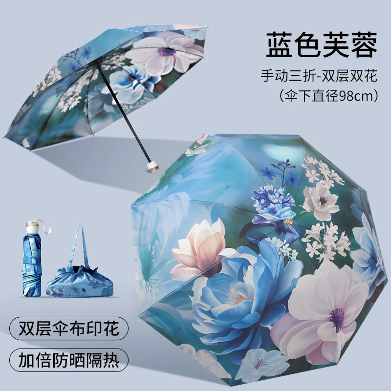 Damen Falt-Regenschirm mit eleganter Blumenoptik Karnz