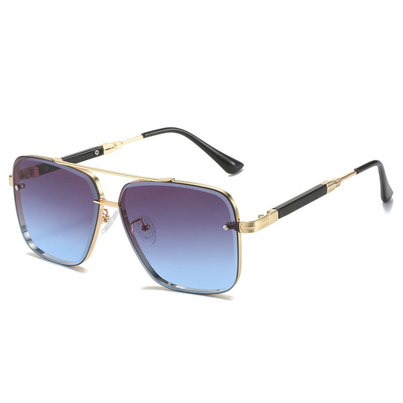 Damen Geometrische Oversize-Sonnenbrille mit filigranem Metallrahmen Karnz