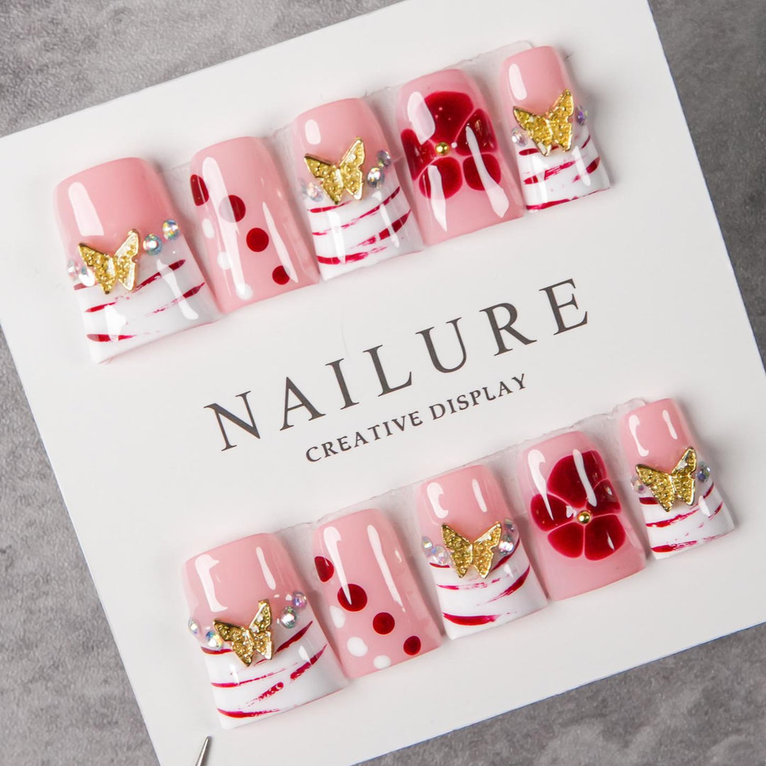 Künstlerisch gestaltetes Press-On-Nagelset