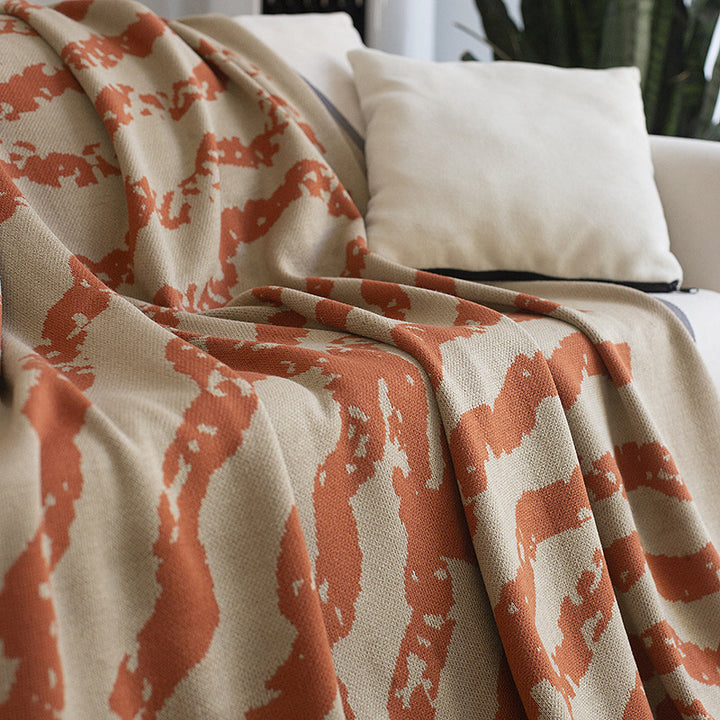 Atmungsaktive Baumwollmischung Jacquard Wurfdecke mit kontrastierendem Rand