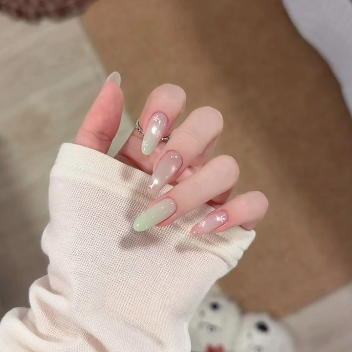 Ombre Floral Glitter Nagelverlängerungen