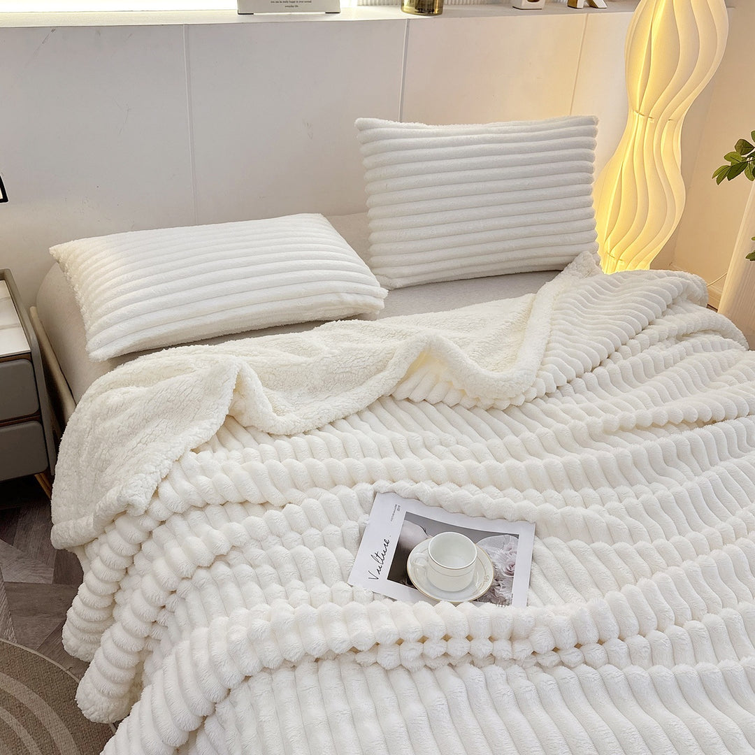 Luxuriöse Plüsch Streifen Fleece Decke