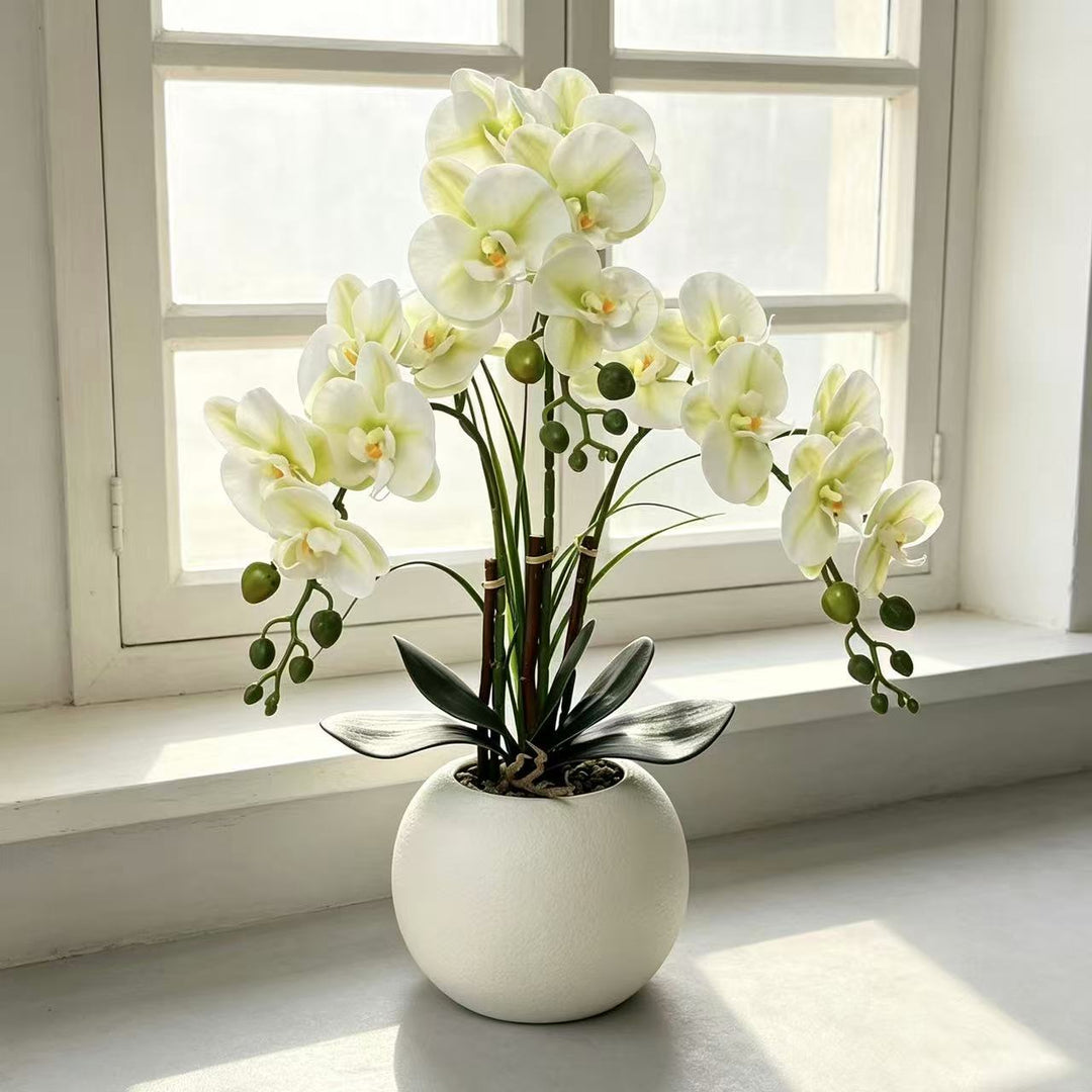 Elegante künstliche Orchideenpflanzenarrangement für die Wohnkultur
