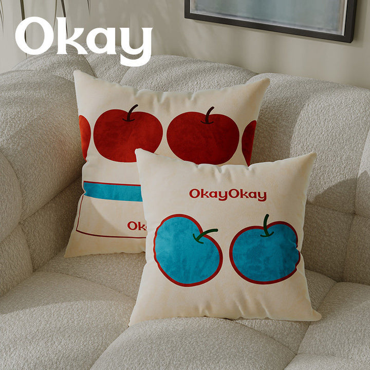 Decorative Plush Throw Pillow Cover with Retro Cherry Graphic