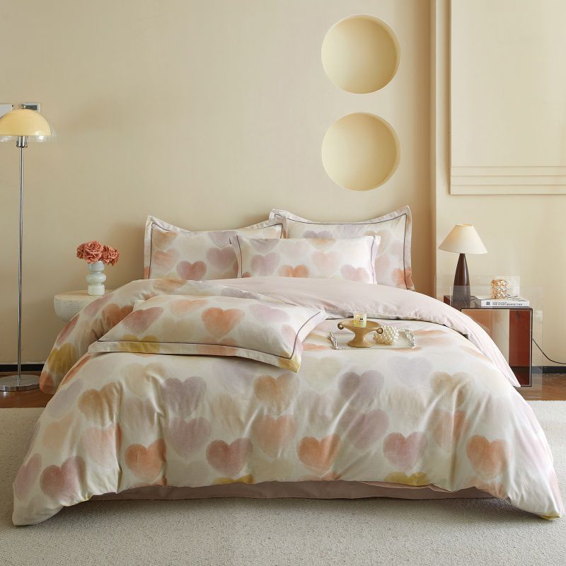 Reversible Brushed Cotton Duvet Cover Set with Pine Tree Embroidery
