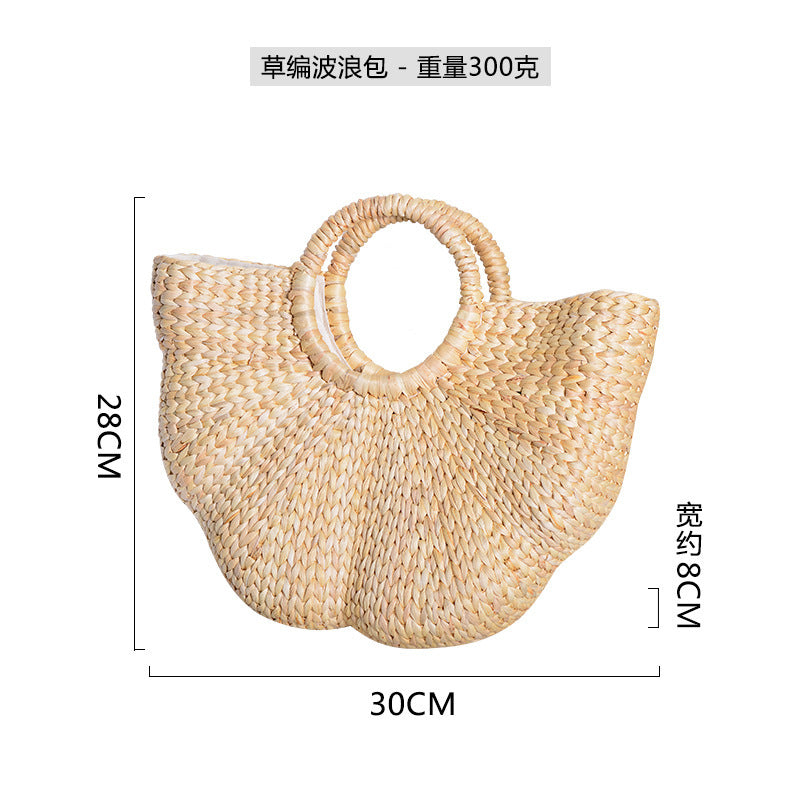 Damen handgefertigte Strandtasche mit geflochtenen Griffen Karnz