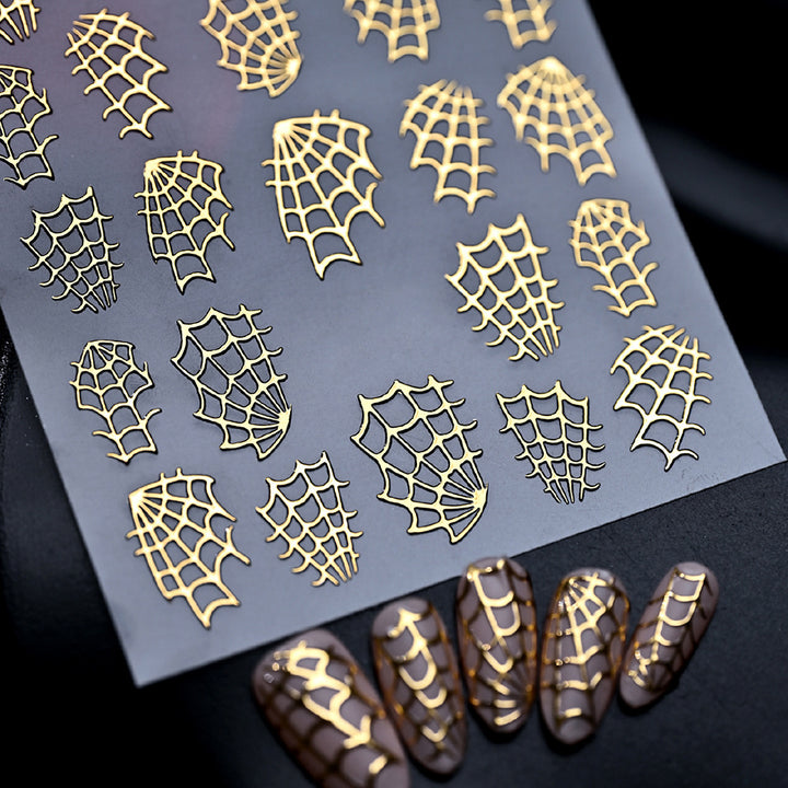 Glänzende Spinnennetz-Nagelkunst-Decals