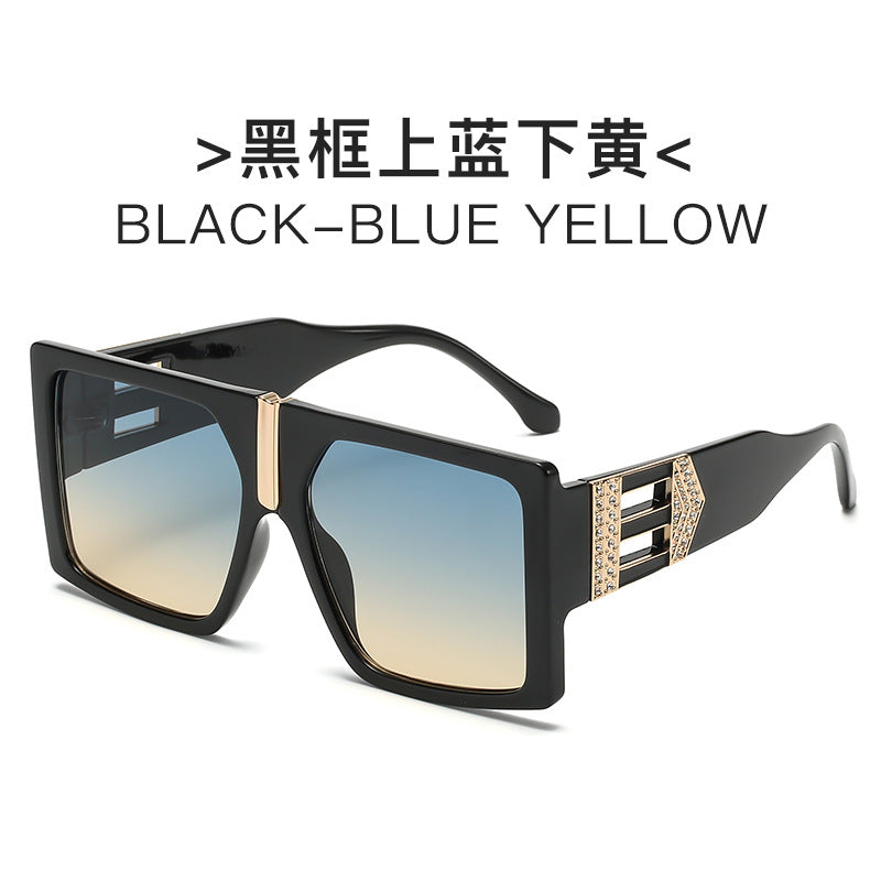 Damen elegante rechteckige Sonnenbrille mit glamourösen Verzierungen Karnz