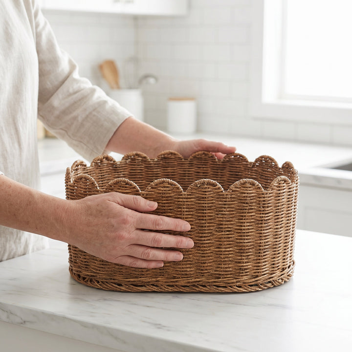 Rustikaler Aufbewahrungskorb aus geflochtenem Naturmaterial Karnz
