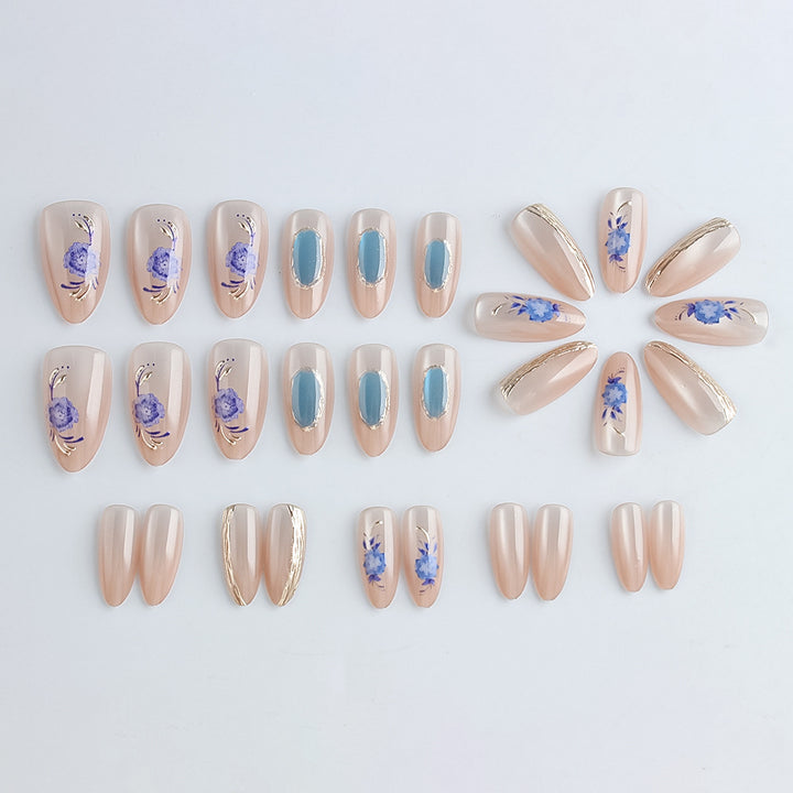 Künstlerisches Floral Press-On Nail Art Set Karnz