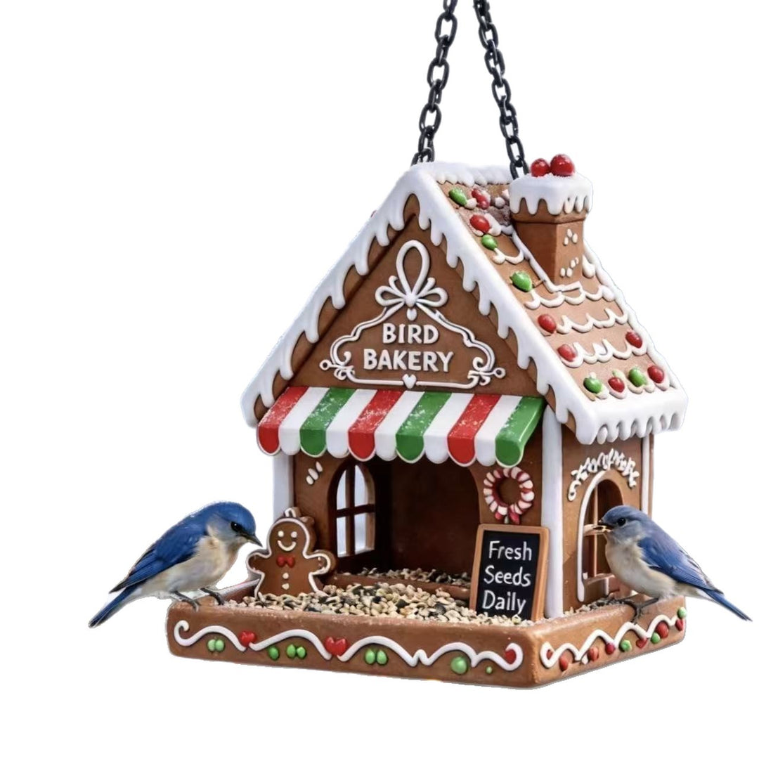 Vogel-Futterhaus im Lebkuchenhaus-Stil Karnz