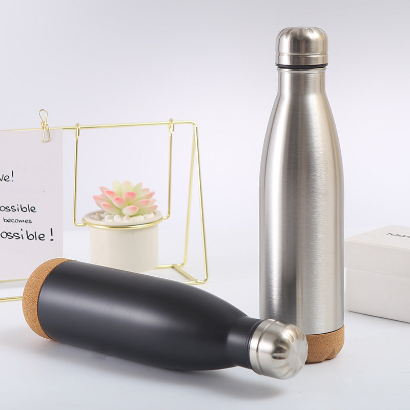 Damen stilvolle Edelstahl Isolierflasche mit Korkboden Karnz