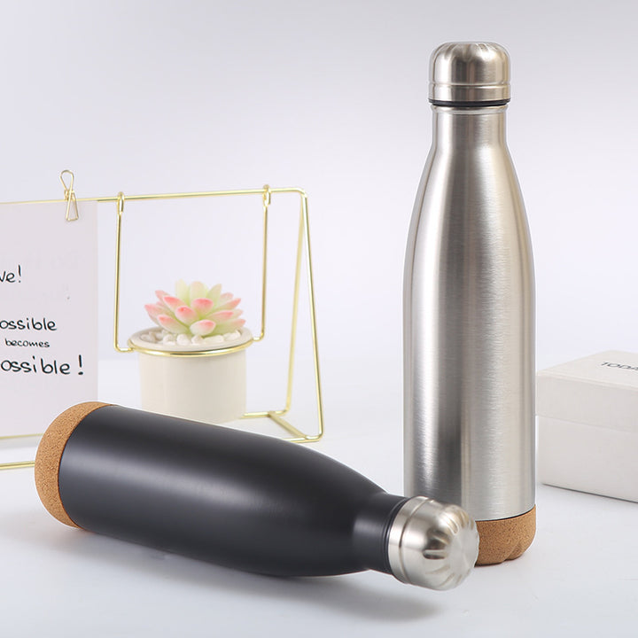 Damen stilvolle Edelstahl Isolierflasche mit Korkboden Karnz