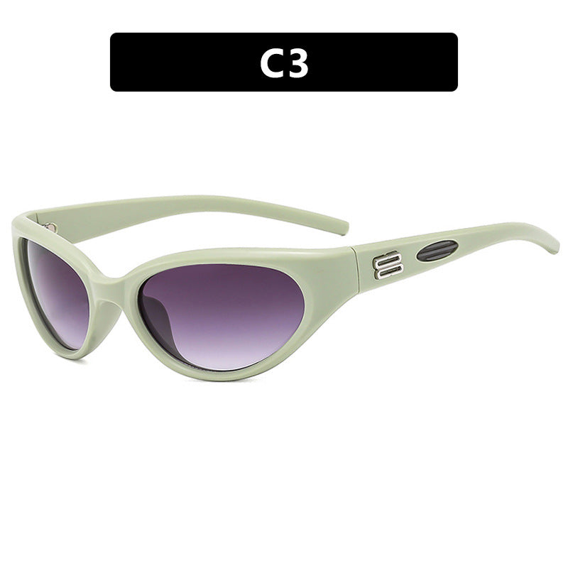 Damen extravagante Sonnenbrille mit geschwungenem Design Karnz