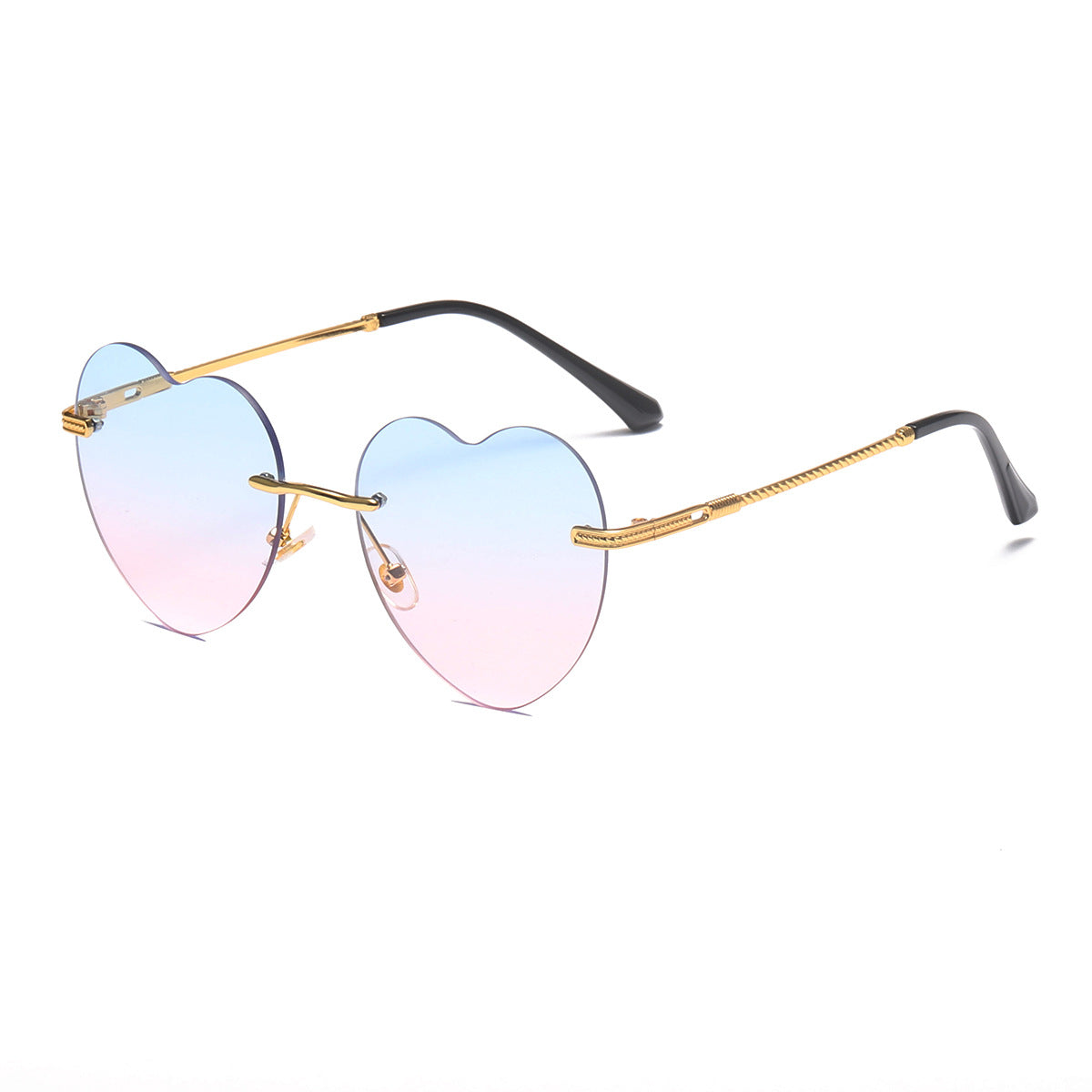 Damen Herzförmige Sonnenbrille mit verspiegelten Gläsern und goldenem Rahmen Karnz
