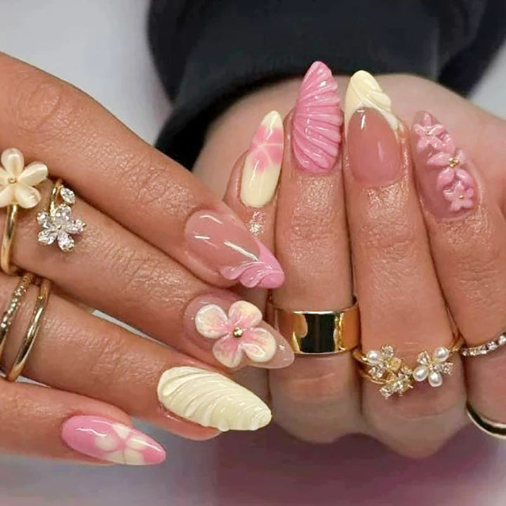 Dekoratives florales Press-On Nagelset