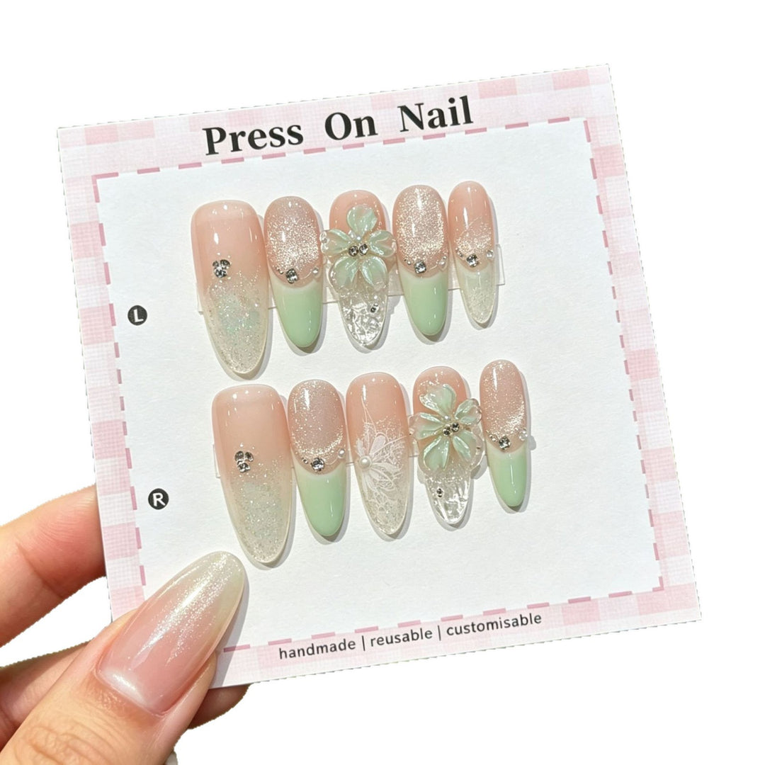 Elegantes Floral Acryl Druck-On-Nagelset