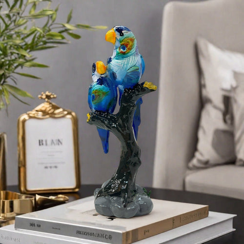 Kunstvolle Papageien Skulptur Karnz