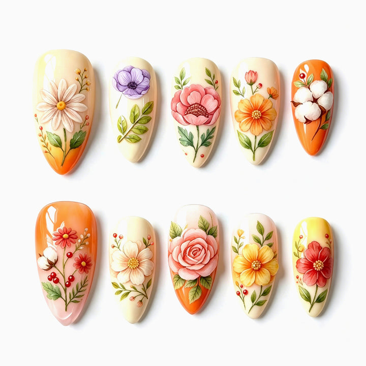 Dekorative Florale Nagelkunst Karnz