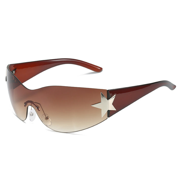 Modebewusste Shield-Sonnenbrille mit Sternakzent Karnz
