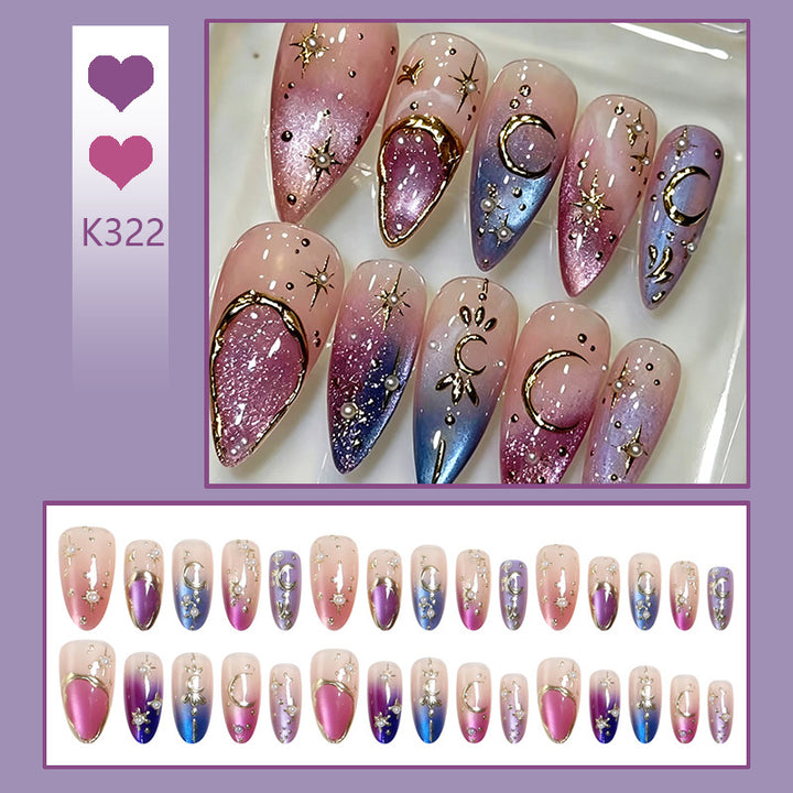 Kunstnagelset mit Glamourösen Stern- und Mondmotiven Karnz