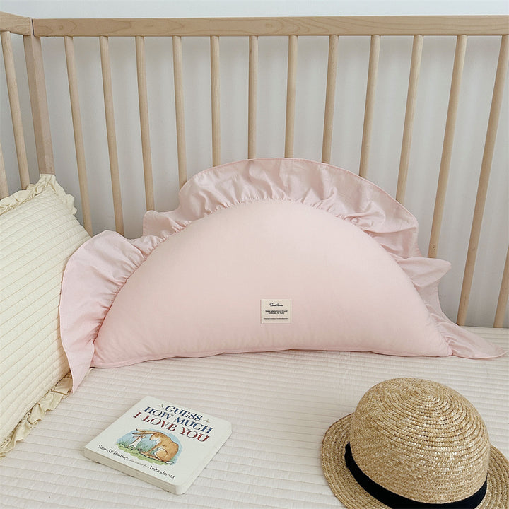 Rüschengingham-Kinderzimmer-Polsterkissen mit Bärenapplikation
