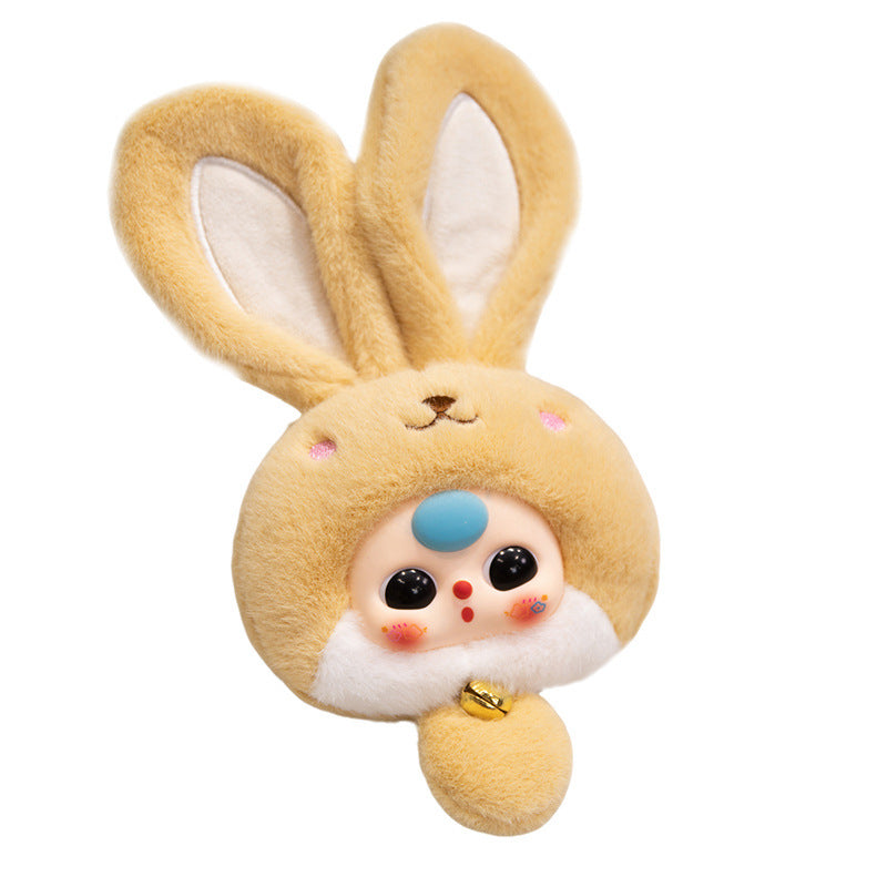 Bunny Plüsch Taschenanhänger mit Glocke und sammelbarem Harzgesicht Karnz