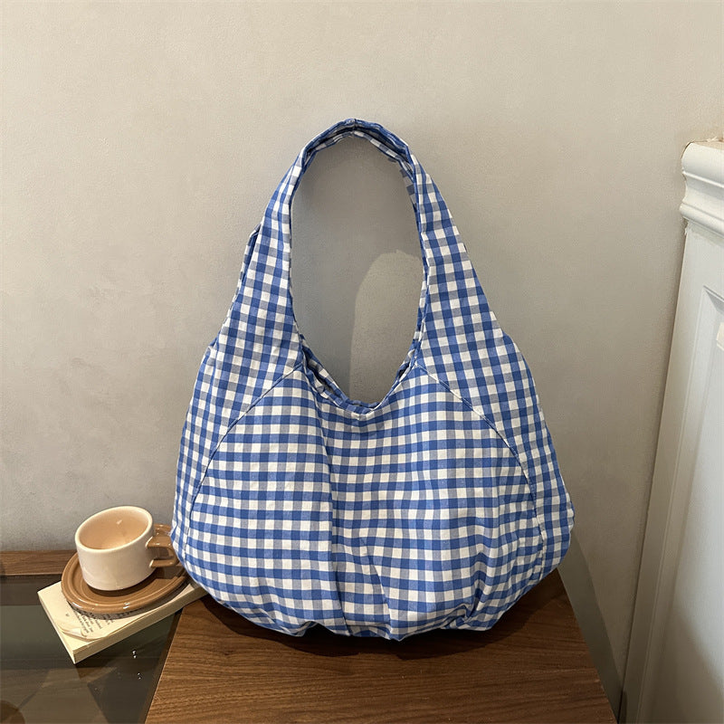 Legere Gingham Stoff Schultertasche