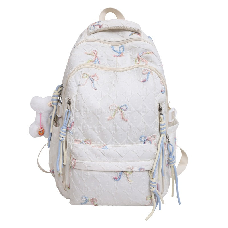 Gesteppt gestickter Rucksack mit Schleifenmotiv Karnz