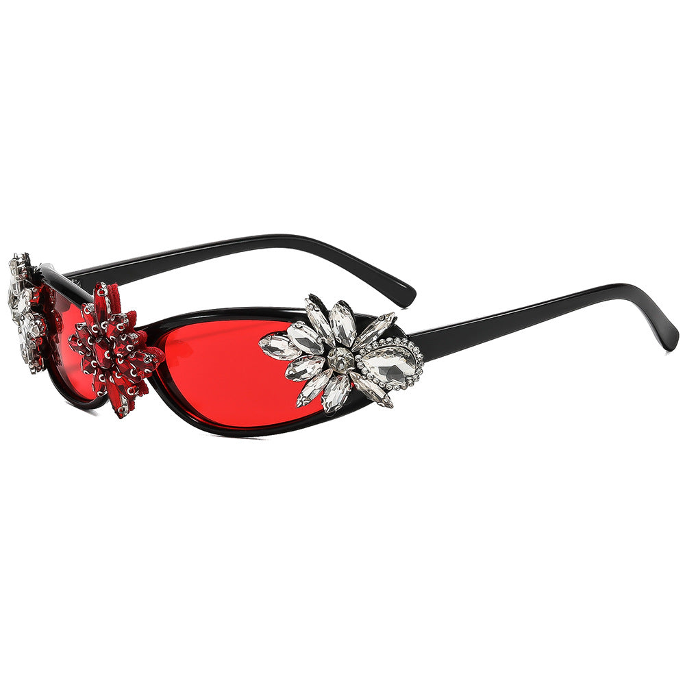 Damen Glamouröse Designer-Sonnenbrille mit floralen Akzenten Karnz