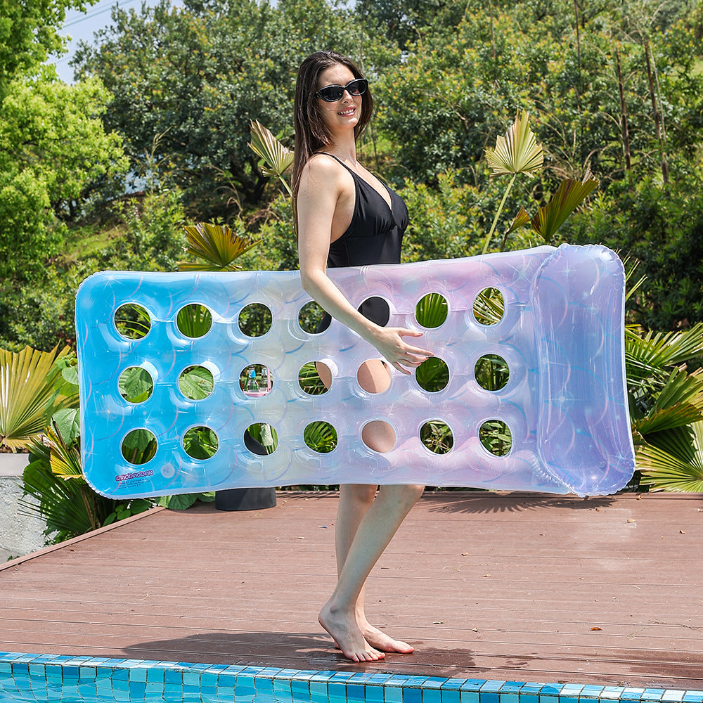 Unisex Aufblasbare Wasserliege mit Luftlöchern und ergonomischer Kopfstütze Karnz