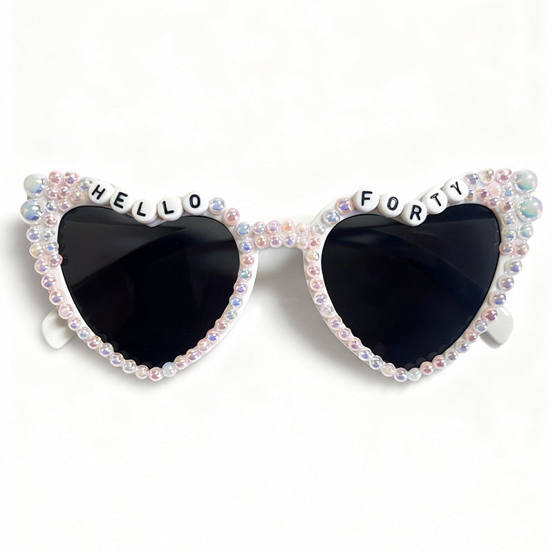 Perlenverzierte Cat-Eye-Sonnenbrille Karnz