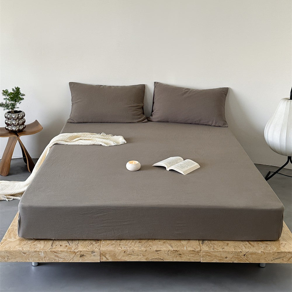 Strukturierte Baumwolljersey-Deep-Pocket-Spannbettlaken-Set