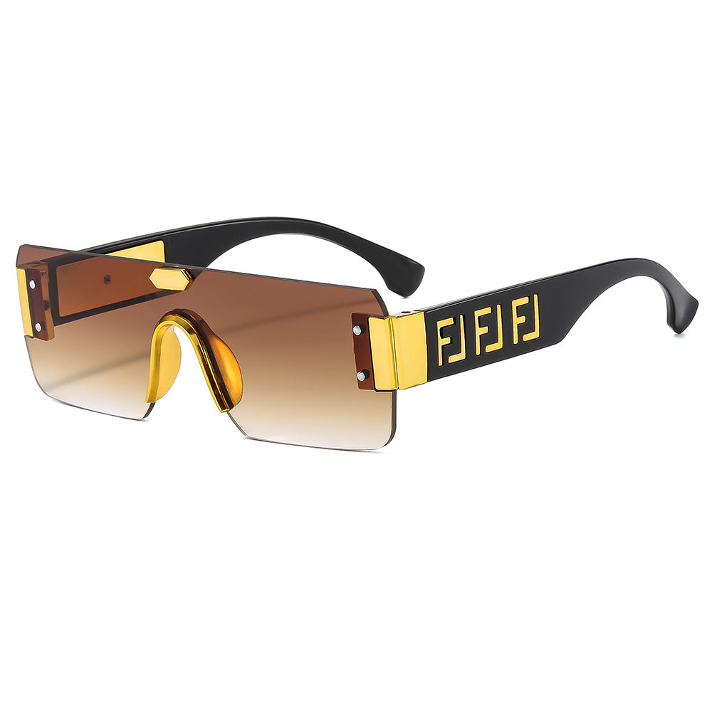 Damen futuristische Oversize-Sonnenbrille mit Metall-Details Karnz