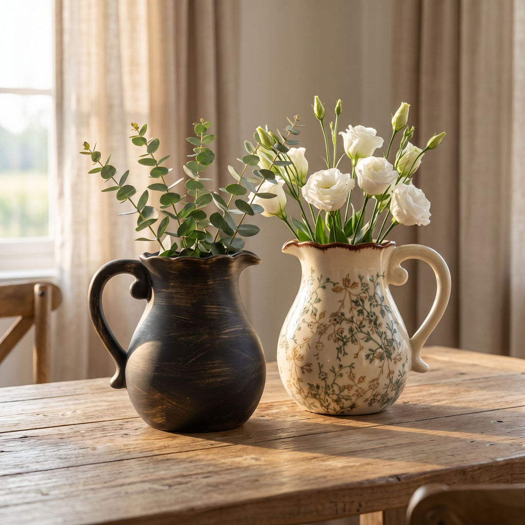 Eleganter Keramikkrug mit floralen Mustern Karnz